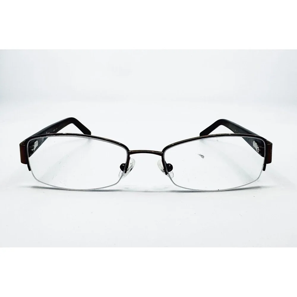 Oleg Cassini Eyeglasses Women Brown Semi-Rimless Rhinestone OCO326 53-18-135